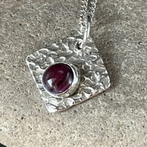 Sterling silver clay and fused glass pendant