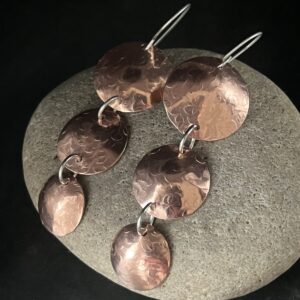 Textured copper dangle statement earrings