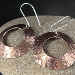 Hammered copper dangle earrings