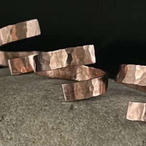 Copper 5mm wide hammered adjustable copper ring