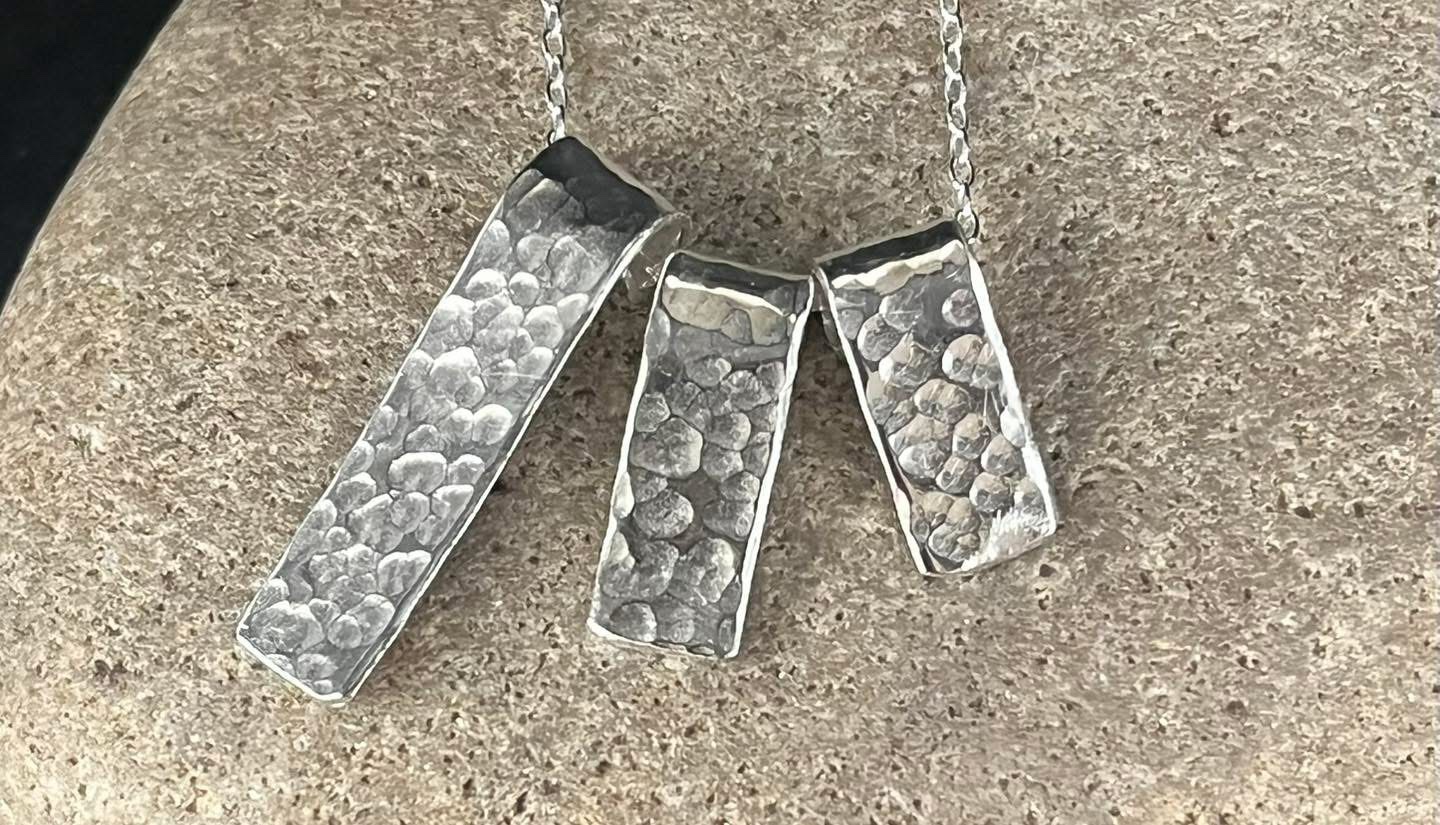 Sterling silver three row necklace
