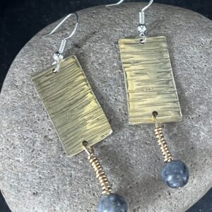 Brass and beads dangle earrings