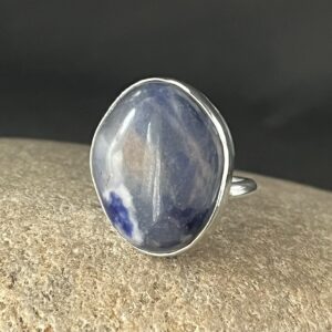 Blue lapis and sterling silver adjustable ring