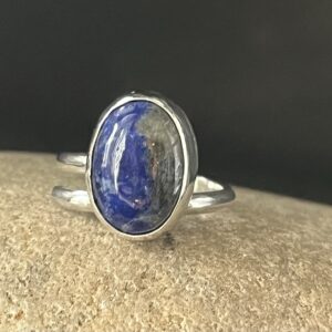 Blue lapis and sterling silver adjustable ring