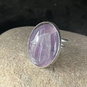 Amethyst and sterling silver adjustable ring