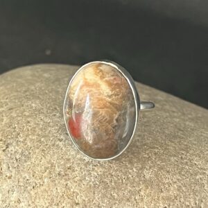 Bloodstone and sterling silver adjustable ring