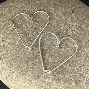 Silver heart thread through earrings