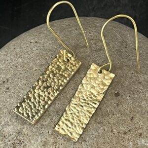 Shiny textured brass dangle earrings