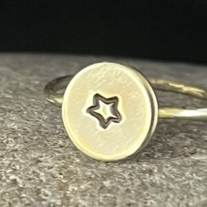 Highly polished brass stamped star ring